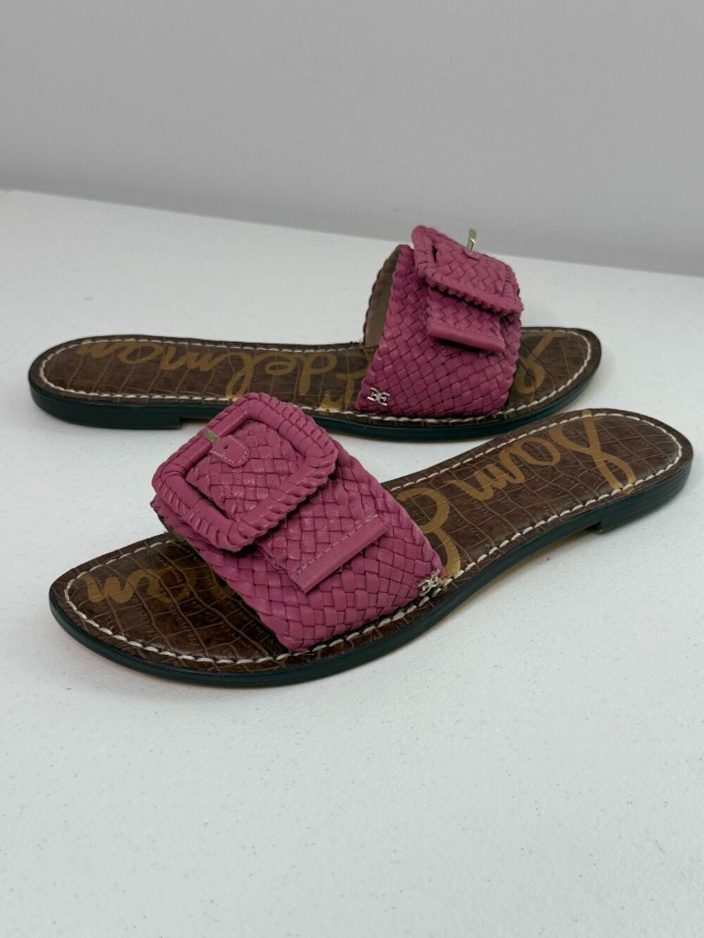 Sam Edelman Pink Woven Buckle Slide Sandals Size 9.5